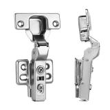 Luokim 2pcs Half Overlay Cabinet Hinge Frameless Concealed Door Hinges European Soft Closing Four-Hole Mounting Plate Hinges Nickel Plated Finish
