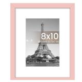 upsimples 8x10 Picture Frame, Display Pictures 5x7 with Mat or 8 x 10 Without, Wall Hanging Photo Frames, Pink, 1 Pack
