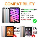 BATYUE Case for iPad mini 7 A17 Pro 2024/iPad Mini 6 2021 8.3 Inch with Pencil Holder, 360 Rotating Stand, Shoulder Strap, Handle Grip, Shockproof Rugged Case for iPad mini 7th/6th Gen, Black