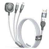 Multi Charging Cable for Apple Watch Charger 4FT, 3 in 1 Charging Cable USB A/C to Lightning Type C USB C Cord iWatch Magnetic Wireless Charger Wire for Apple iWatch iPhone Android Phone