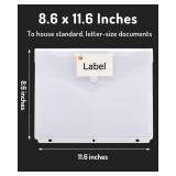 Forvencer Binder Pocket, Super Heavyweight Plastic Folders with Tight Closure, Folders with Pockets Side Loading, Binder Organizer, Binder Dividers with Pockets, Letter Size, Clear