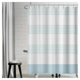 ggaimwf Blue and White Striped Waffle Shower Curtain Ombre Nautical Splicing Stall Bath Curtain Rustic Farmhouse Neutral Bathtub Curtain for Kids Bathroom Waterproof Decor with Hooks,60x72 Inch