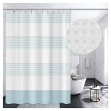 ggaimwf Blue and White Striped Waffle Shower Curtain Ombre Nautical Splicing Stall Bath Curtain Rustic Farmhouse Neutral Bathtub Curtain for Kids Bathroom Waterproof Decor with Hooks,60x72 Inch