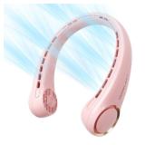 Morelax Neck Fan, USB Rechargeable Personal Fan, 3 Speeds Adjustable, Large air outlet Powerful Strong Wind, Adjustable, 360Â° Cooling, Super Quiet, No Blade Design, No Hair Twisting, Small (Pink)