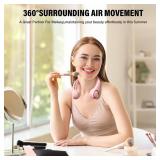 Morelax Neck Fan, USB Rechargeable Personal Fan, 3 Speeds Adjustable, Large air outlet Powerful Strong Wind, Adjustable, 360Â° Cooling, Super Quiet, No Blade Design, No Hair Twisting, Small (Pink)