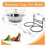 kathson Hanging Bird Bowls for Cage, 2 PCS Stainless Steel Metal Pet Food Water Dishes with Holder Feeder Cage Coop Hook Feeder Cups for Birds, Parrots, Small Sized Dogs and Cats (4.3 Inch Dia)