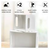 Hampton Art 2-Pack White Nested Wooden Crates, Rustic Style, 9 1/3\"x 6 1/2\"x 5 1/4\" & 7\"x 5 1/2\"x 4\", Decorative Storage & Display, Space-Saving, DIY Craft Project