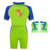 Gogokids Floatation Swimsuit for Boys Girls with Adjustable Buoyancy, Kids One Piece Swimwear Float Suit for Swimming Trainer, Toddler Bathing Suit Rash Guard Back Zipper with Arm Floaties