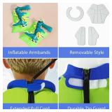 Gogokids Floatation Swimsuit for Boys Girls with Adjustable Buoyancy, Kids One Piece Swimwear Float Suit for Swimming Trainer, Toddler Bathing Suit Rash Guard Back Zipper with Arm Floaties