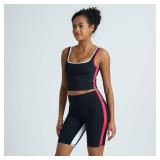 Two piece workout sets for women, 2 piece Gym Sets Tank Top Shelf Sports Bra And Matching Biker Shorts Running Work Out Yoga (Black Night/Poppy Pink/White Light) Medium