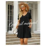 Aloodor Dresses for Women 2025 V Neck Puff Sleeve Summer Dress Ladies L