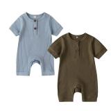 RELABTABY Newborn Baby Boy Girl 2 Pack Romper Unisex Infants Summer Solid Button Onesie Jumpsuit Outfits Clothes
