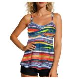 Century Star 2024 Two Piece Womens Tankini Swimsuits Modest Tankini Bathing Suit Tops with Shorts Tummy Control Swimwear Colored Dots Numeric