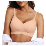 OEAK Womens Wireless Bras Comfortable Push Up Bra No Underwire Bra Full Support Lift Bralette Everyday Seamless Tshirt Bras Blush Nude M