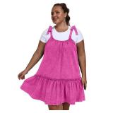 Vidifid Women Denim Cami Dress Tie Shoulder Ruffle Hem Short Dresses Babydoll Wash Jean Sundress with Pocket