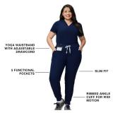 Kitmaz Scrub Pants for Women - Mid Rise 4-Way Stretch Anti-Wrinkle Slim Fit Jogger Pants, Drawstring & 5 Pockets(NavyBlue,XS)