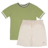 Tommy Bahama Boys Casual Crewneck Short Sleeve T-Shirt Summer Outfit for Kids (Green/Beige, Size 5/6)