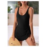 Eomenie One Piece Swimdress Swimsuits for Women Tummy Control Swim Dresses Skirt Bathing Suit