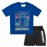Minecraft Creeper Patterns Boys Short Sleeve T-Shirt & Shorts, 2-Piece Gamer Outfit Set for Kids and Toddlers (Size 8, Blue/Black)