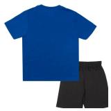 Minecraft Creeper Patterns Boys Short Sleeve T-Shirt & Shorts, 2-Piece Gamer Outfit Set for Kids and Toddlers (Size 8, Blue/Black)