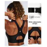 Heathyoga High Impact Sports Bras for Women High Support Adjustable Straps Racerback Sports Bra with Padding Workout Bras Black