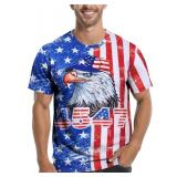 Mens T-Shirts American Flag Vintage Print 4th of July Shirts Cool Eagle Independence Day Outfits M