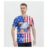 Mens T-Shirts American Flag Vintage Print 4th of July Shirts Cool Eagle Independence Day Outfits M