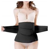 Postpartum Girdle C-Section Recovery Belt Back Support Belly Wrap Belly Band Shapewear (Black,L)