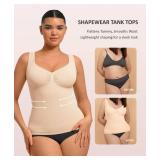 FeelinGirl Women Tank Tops Shapewear: Tummy Control Compression Tank V Neck Seamless Body Shaper Camisole Tops for Women Skin XXL