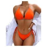 Rajputana Womens Bikini Sets Triangle String Brazilian Two Piece Swimsuit Thong Bathing Suit Orange