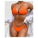 Rajputana Womens Bikini Sets Triangle String Brazilian Two Piece Swimsuit Thong Bathing Suit Orange