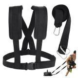 Sled Harness for Exercise, Physical Football Running Resistance Training Rope Kit Tire Pulling Harness Fitness Exercise Workout Assistance Equipment Trainer with Adjustable Padded Shoulder Strap