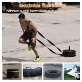 Sled Harness for Exercise, Physical Football Running Resistance Training Rope Kit Tire Pulling Harness Fitness Exercise Workout Assistance Equipment Trainer with Adjustable Padded Shoulder Strap