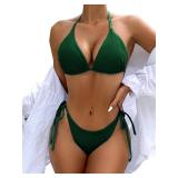 Rajputana Womens Bikini Sets Triangle String Brazilian Two Piece Swimsuit Thong Bathing Suit Deep Green