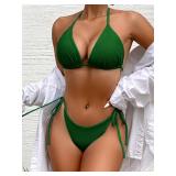 Rajputana Womens Bikini Sets Triangle String Brazilian Two Piece Swimsuit Thong Bathing Suit Deep Green