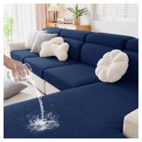 hyha Waterproof Couch Cushion Covers, Waterproof Sectional Couch Covers for Cushion Sofa for Pets, Stretch Sofa Slipcover Washable with Elastic Bottom(Back Cover M, Navy)