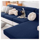 hyha Waterproof Couch Cushion Covers, Waterproof Sectional Couch Covers for Cushion Sofa for Pets, Stretch Sofa Slipcover Washable with Elastic Bottom(Back Cover M, Navy)