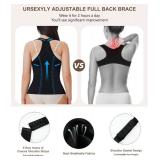 URSEXYLY Back Brace Posture Corrector for Women Adjustable Full Back Support Shoulder Straightener Upper and Lower Back Pain Relief(Black,XL)