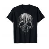 Melting Skull Black White Art Graphic Halloween TShirt T-Shirt