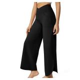 G4Free Women Yoga Pants Wide Leg Casual Lounge Capris with Pockets Flowy Loose Comfy Workout Pajama Bottoms(Black,L,25\")