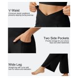 G4Free Women Yoga Pants Wide Leg Casual Lounge Capris with Pockets Flowy Loose Comfy Workout Pajama Bottoms(Black,L,25\")