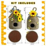 Bigger Bee Hive Decor,2 Pack Bumble Bee Rustic Decor,Natural Bee House, Bumble Bee Theme Party Decor Spring Summer Rustic Farmhouse Kitchecn Table Decor, Honeybee Tiered Tray Decor