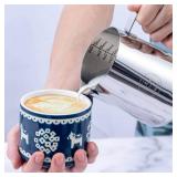Milk Frothing Pitcher 20oz,Espresso Steaming Pitchers 600ml,Espresso Machine Accessories,Milk Frother cup 20 Oz, Coffee Cappuccino Latte Art,Stainless Steel Jug Cup with Decorating Art Pen