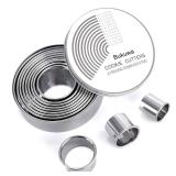 12 Pieces Round Cookie Biscuit Cutter Set,Graduated Circle Pastry Cutters,18/8 Stainless Steel Cookie Cutters and Donut Cutter Ring Molds