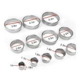 12 Pieces Round Cookie Biscuit Cutter Set,Graduated Circle Pastry Cutters,18/8 Stainless Steel Cookie Cutters and Donut Cutter Ring Molds