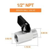 GASHER 6PCS 1/2 Inch Mini Brass Ball Valve Shut Off Switch, 1/2 Inch Male x Female NPT Thread Pipe Fitting