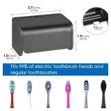 Toothbrush Holder Wall Mounted with Cover for Bathroom, 2 Slots Toothbrush Storage Organizer for Shower, Self Adhesive Toothbrush Hanger Rack for Dorm, Cabinet (Brushed Grey)
