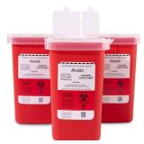 Alcedo Sharps Container for Home Use and Professional 1 Quart (3-Pack) | Biohazard Needle and Syringe Disposal | Small Portable Container for Travel