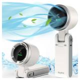 PlayHot Portable Handheld Turbo Fan, 5 Gear Wind, Battery Operated, Up to 12 Working Hours, 3 IN 1 Hand Fans with Air Turbo Tech Cooling Fan for Outdoor Activities, Travel, Beach (White)