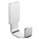 BESy Brass Clothes Hook Single Towel Hook for Bathroom Kitchen Garage Square Style Robe Hooks Coat and Hat Hook, Self Adhesive with Glue or Wall Mounted with Screws, Polished Chrome